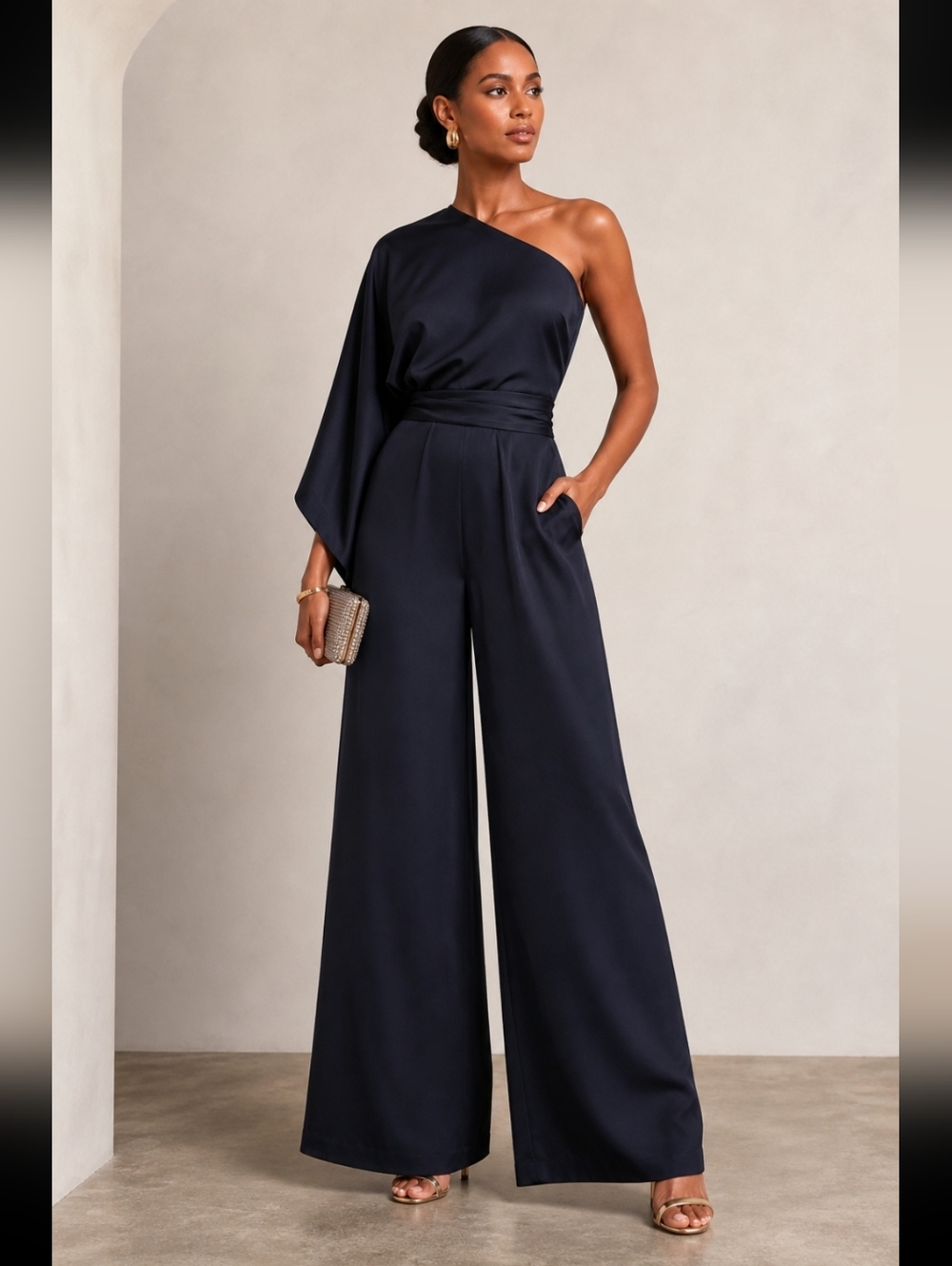 Ramy Brook Tessa Black One-Shoulder Jumpsuit